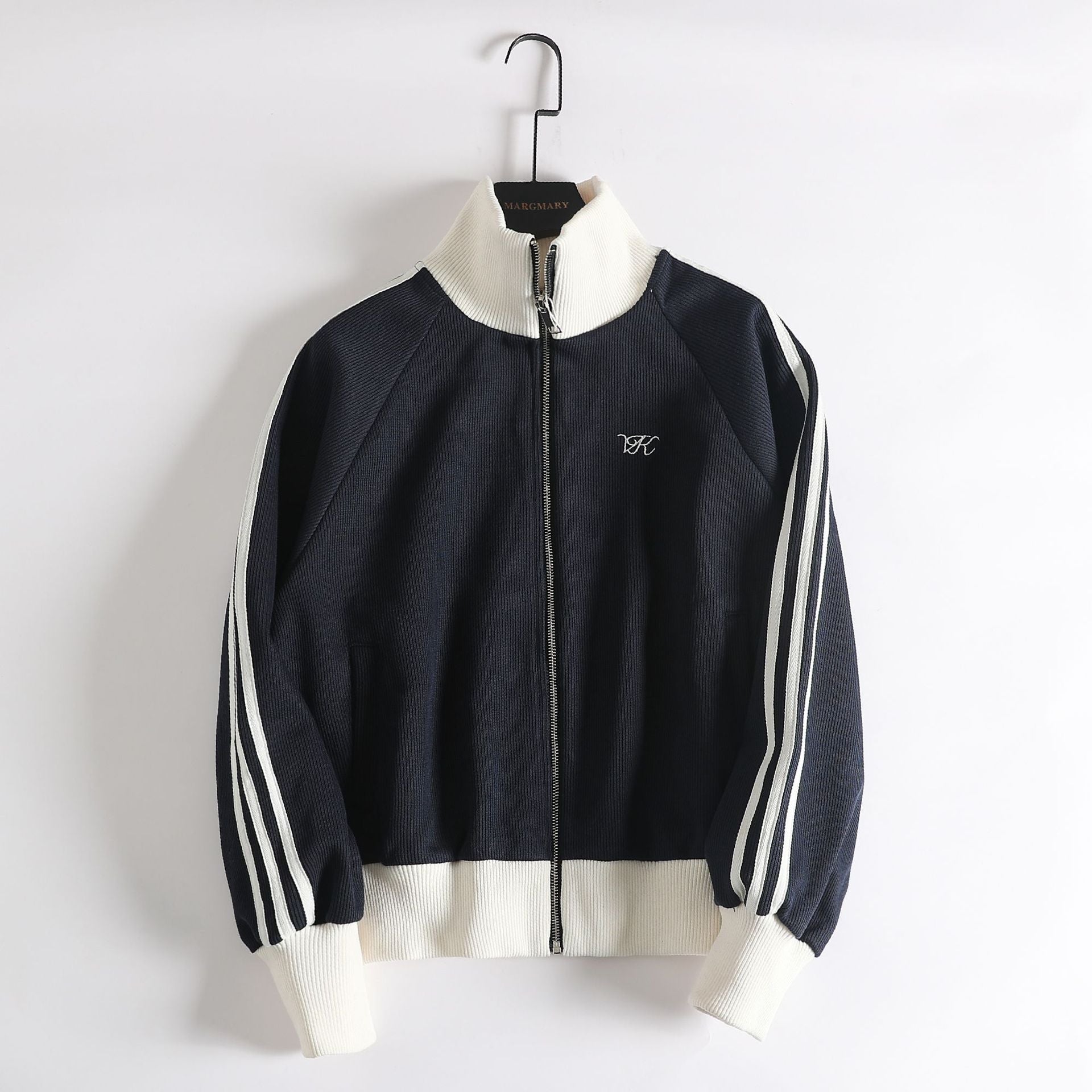 Maxct Contrast Zip Up Side Striped Cardigan