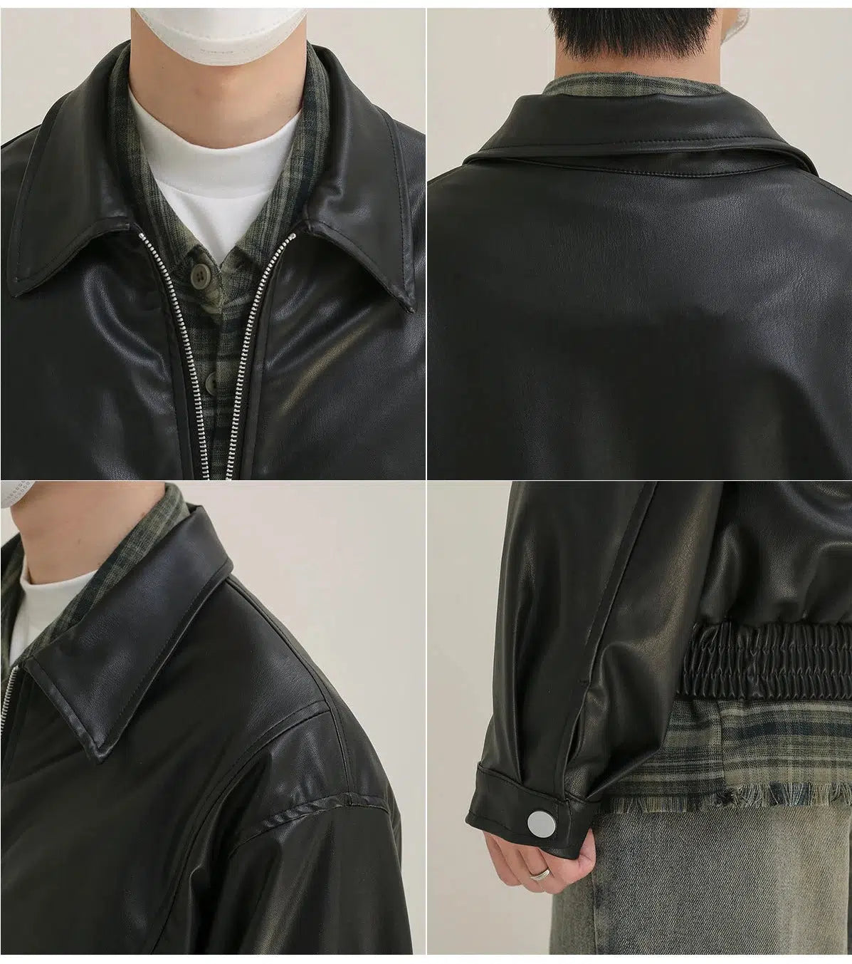 Maxct Black Zipper Motorcycle Leather Jacket