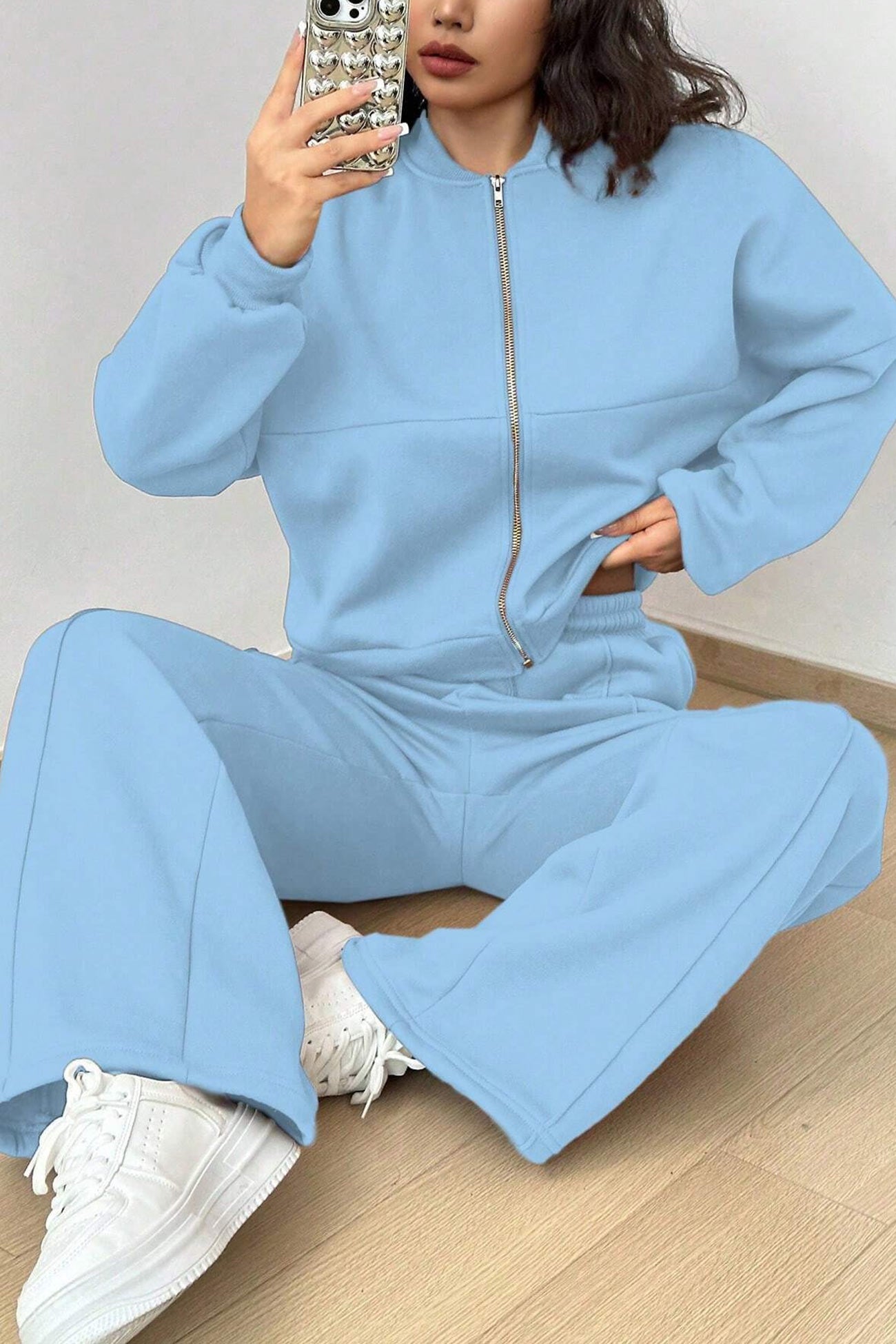 Maxct Zip-up Collarless?Cardigan Pants Set