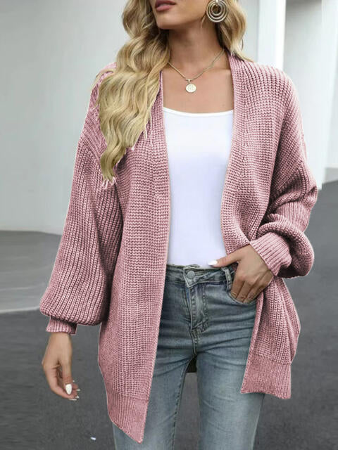 Maxct &Drop Shoulder Balloon Sleeve Cardigan