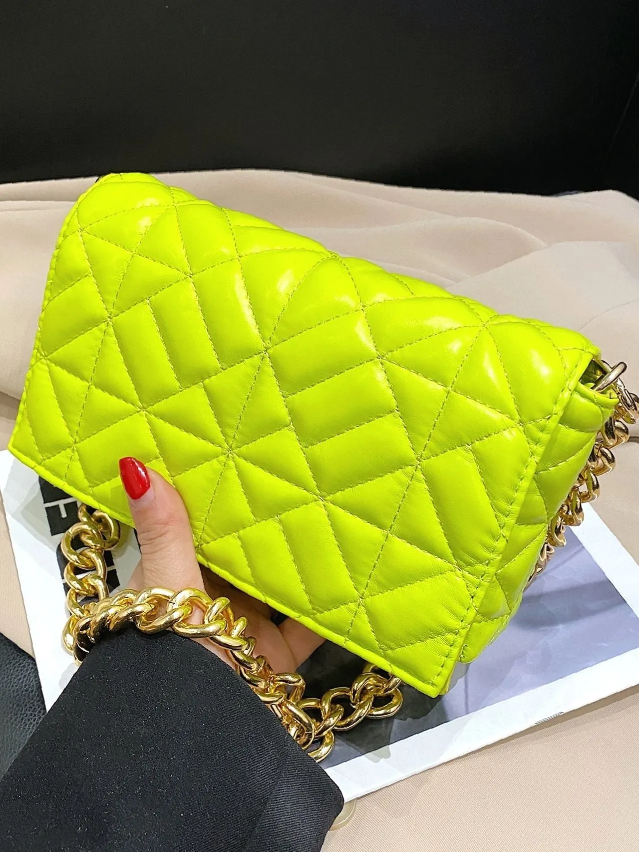Bag For Love - Minimalist Quilted Flap Square Bag - Women Maxct Bags