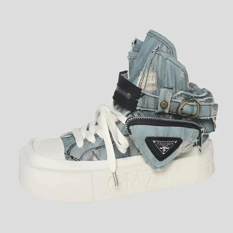 Denim Platform Boots for Women Maxct