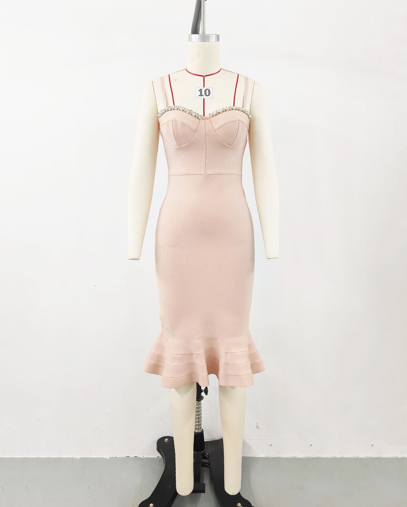 Maxct Women's Christmas Dress Autumn Women's Design Sense Diamond Bandage Dress Elegant Fishtail Dress
