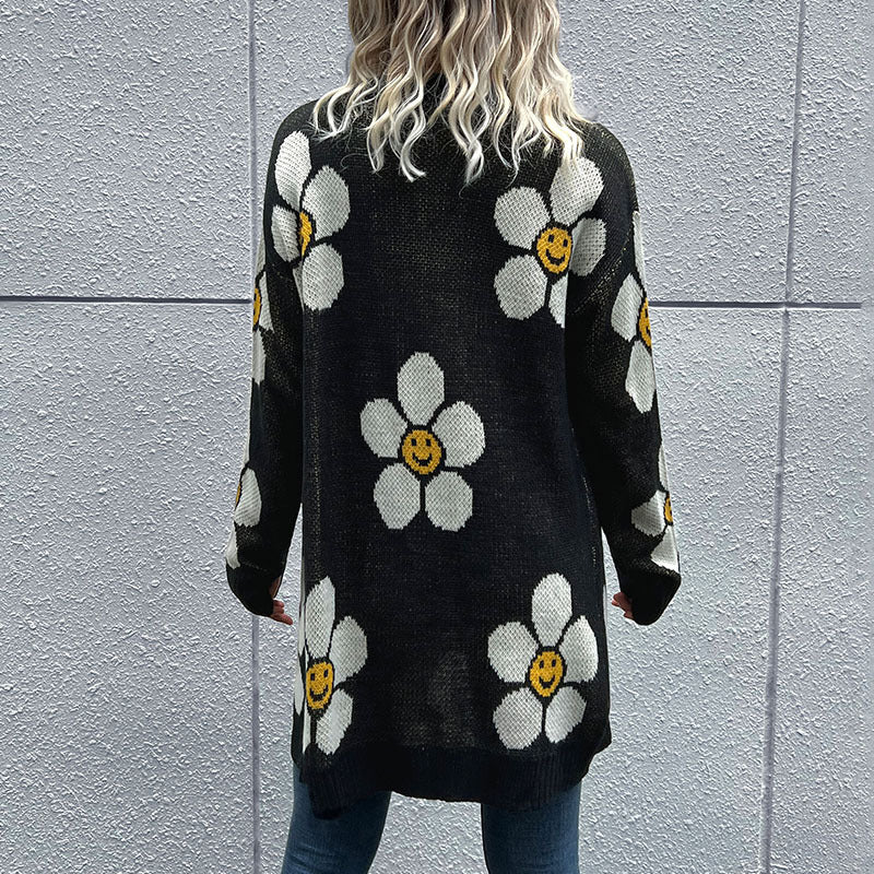 Maxct &Floral Button Down Longline Cardigan