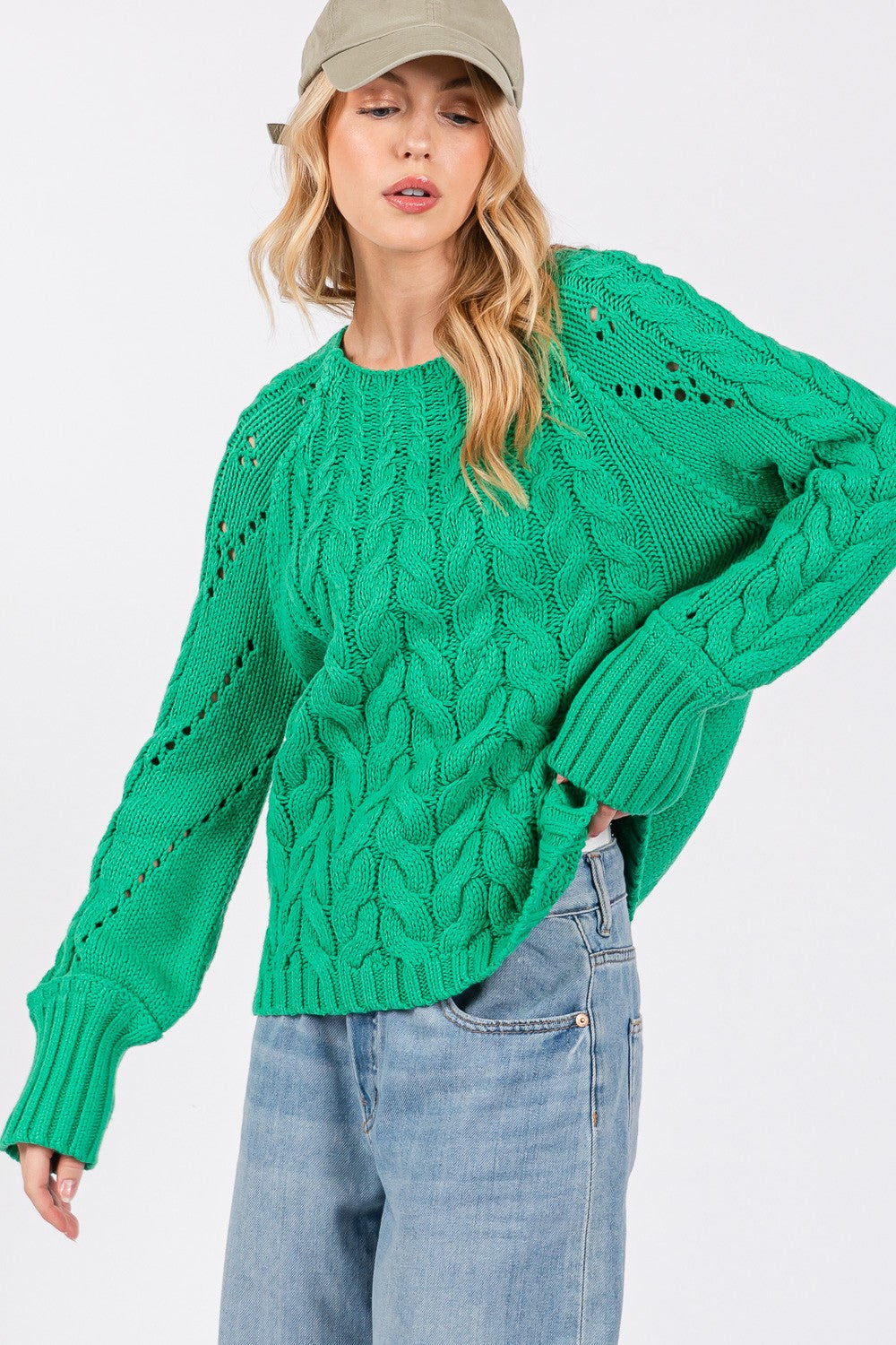 Maxct &SAGE + FIG Cable-Knit Long Sleeve Sweater
