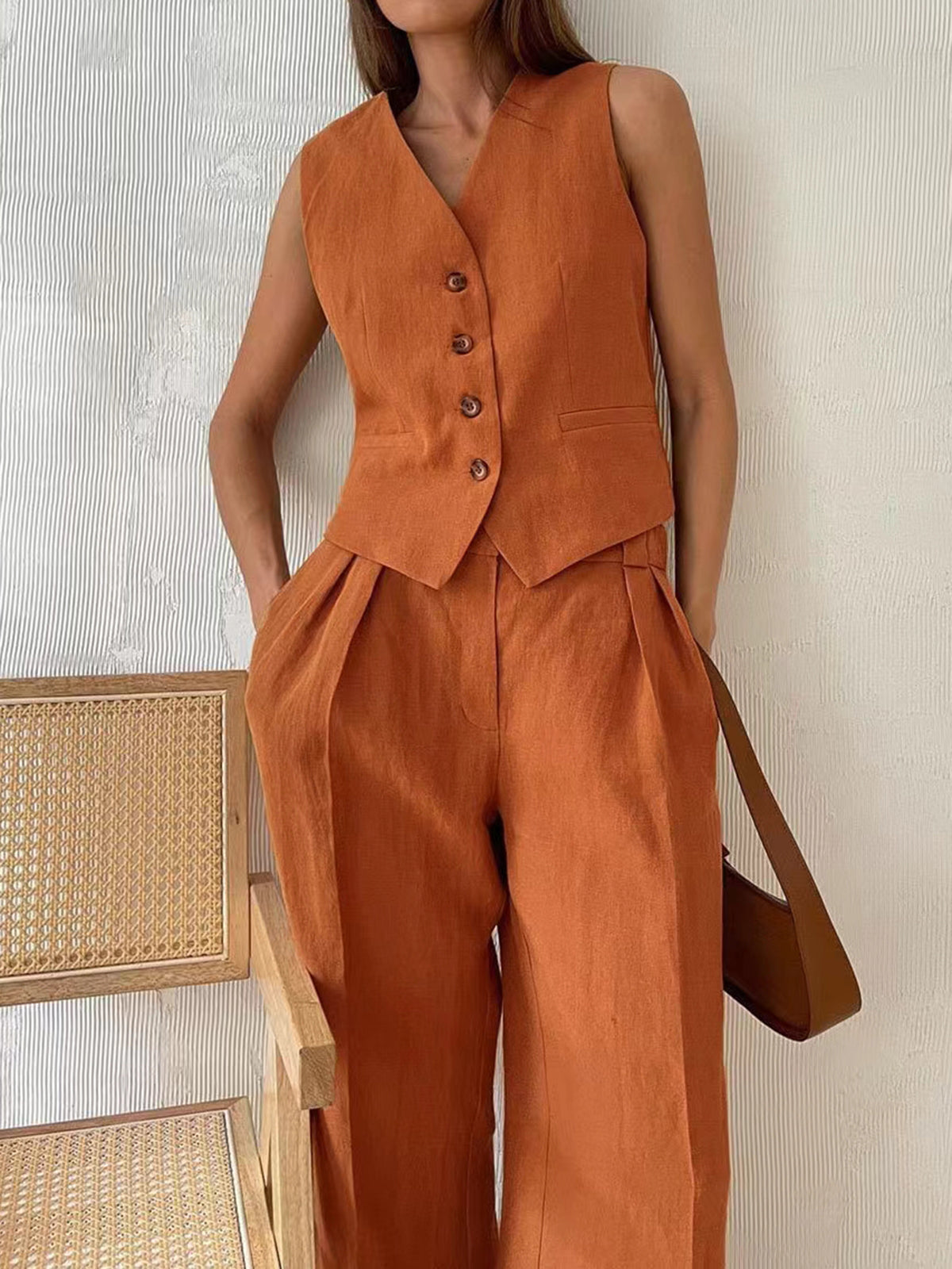 Maxct Cotton & Linen Pants Set