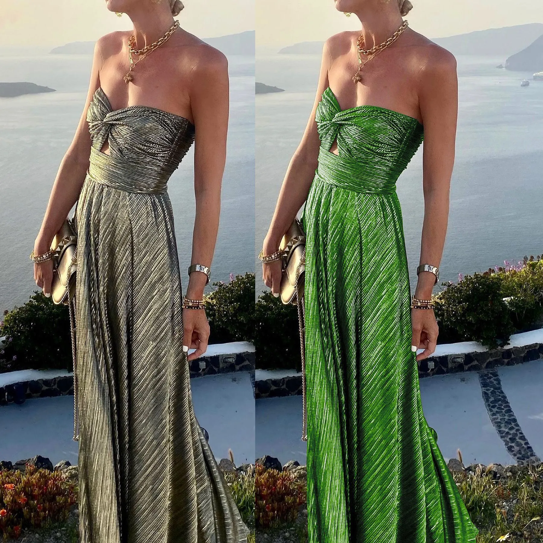 Maxct Spring and Summer New Sexy Chest-Wrapped Gilding Party Dress Ins Casual Large Swing Dress - Image 2