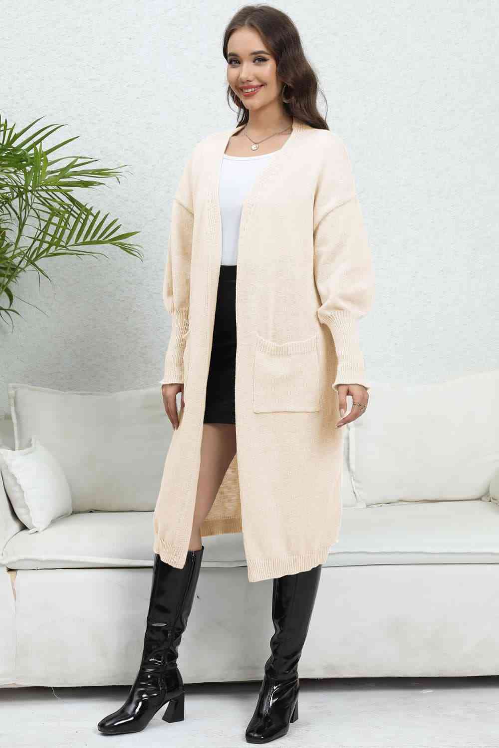 Maxct &Open Front Dropped Shoulder Cardigan