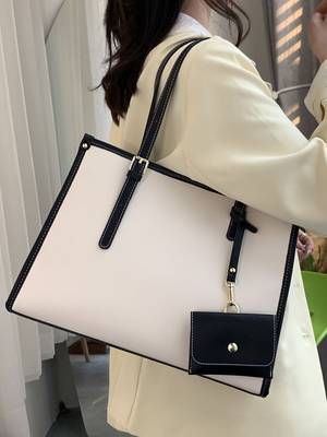 Letter Graphic Shoulder Tote Bag with Inner Pouch - Women Tote Bags