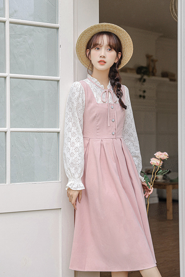 Floral Lace Twofer Midi Dress Maxct