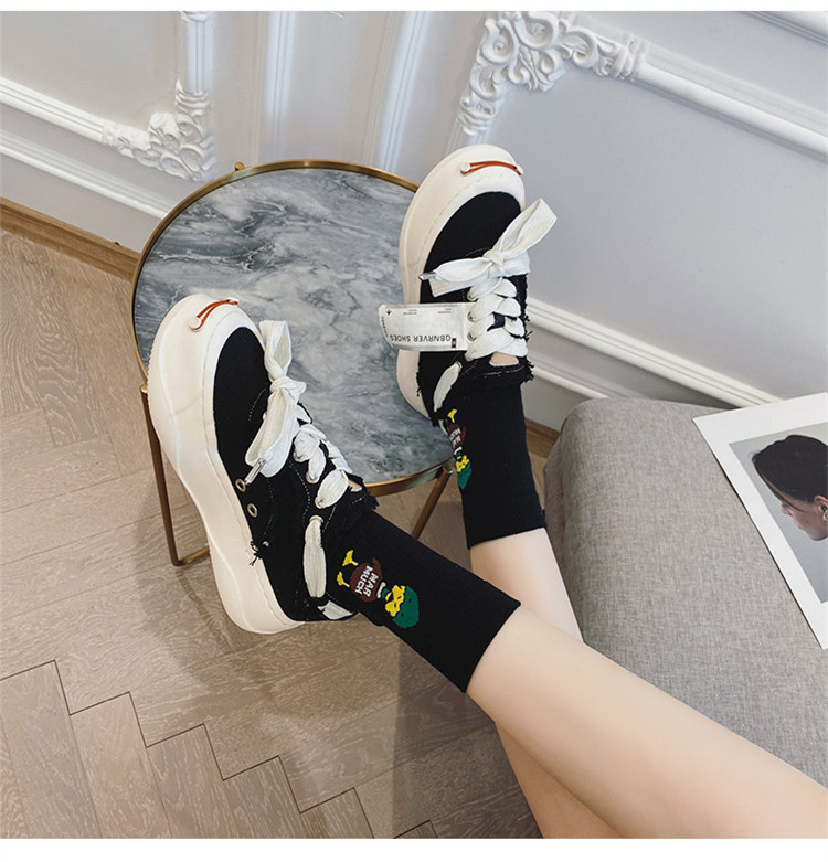 Chunky Canvas Platform Sneakers: Women's Thick Sole - true deals club