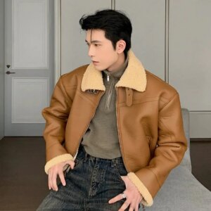 Maxct Faux Fur Leather Velvet Bomber Jacket