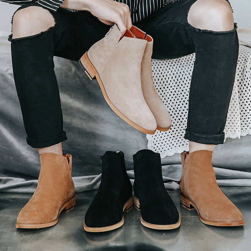 Men's England Ankle Boots Zip Genuine Leather - true deals club