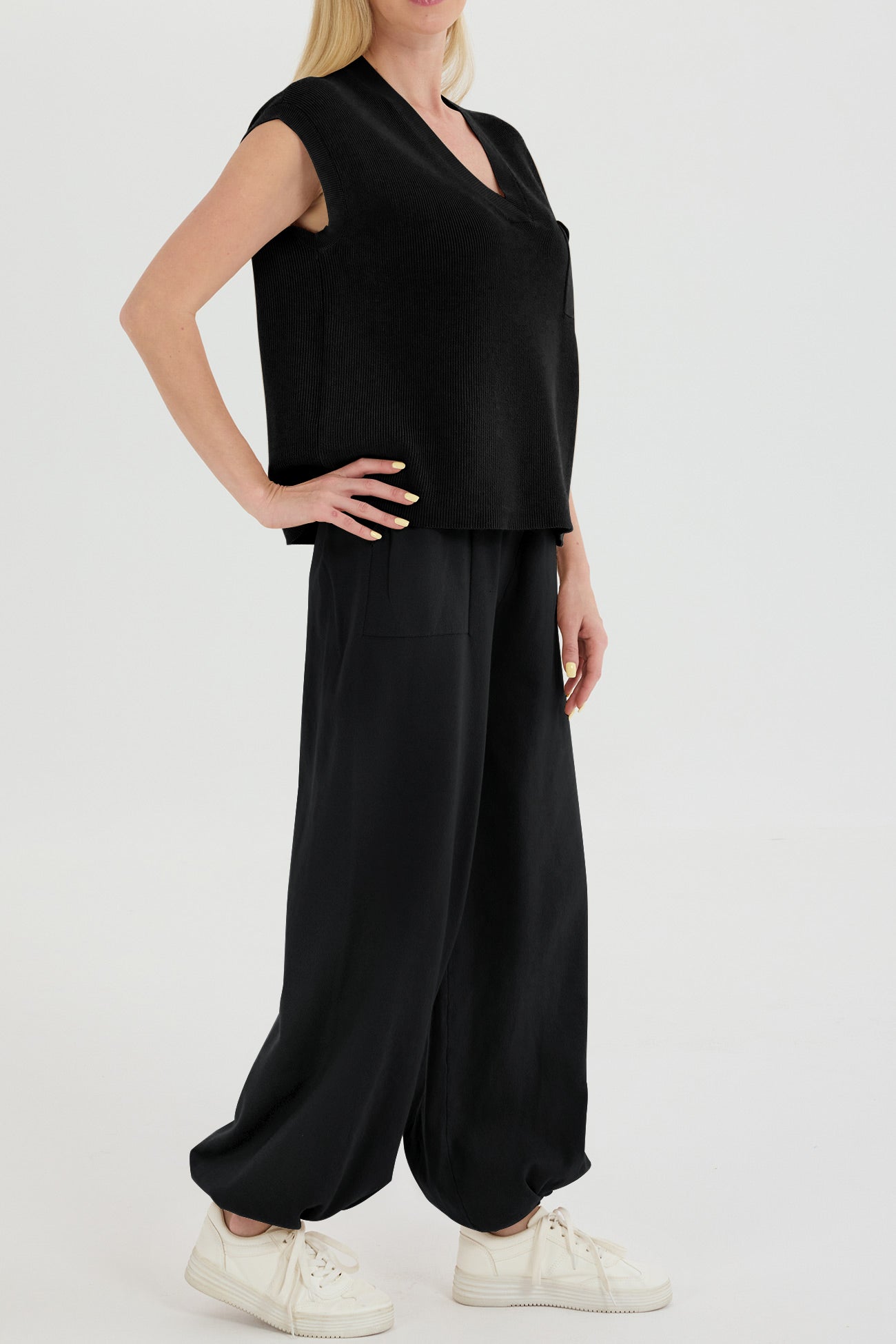 Maxct V Neck Knit Tank Top Pants Suits - Image 26