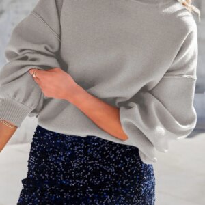 Maxct &Mock Neck Dropped Shoulder Sweater