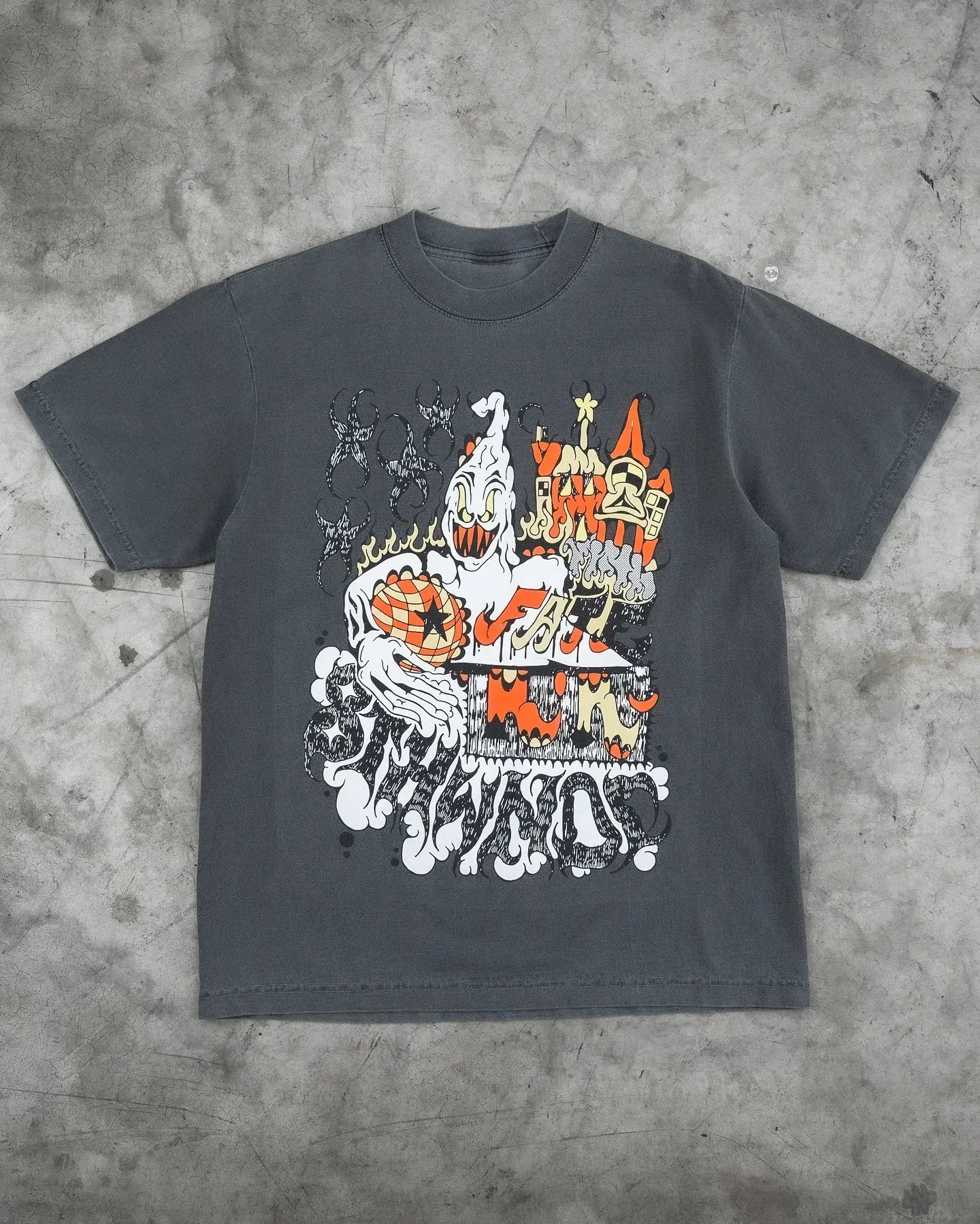 Maxct Retro Trendy Fashion Cartoon Pattern Printed Oversized T-Shirt Women's Y2K Street Hip-Hop Harajuku Loose Round Neck Short Sleeve