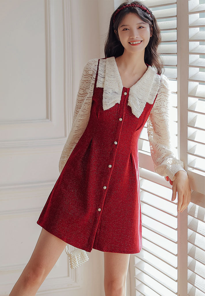 Lace Bow Sweater Dress Maxct