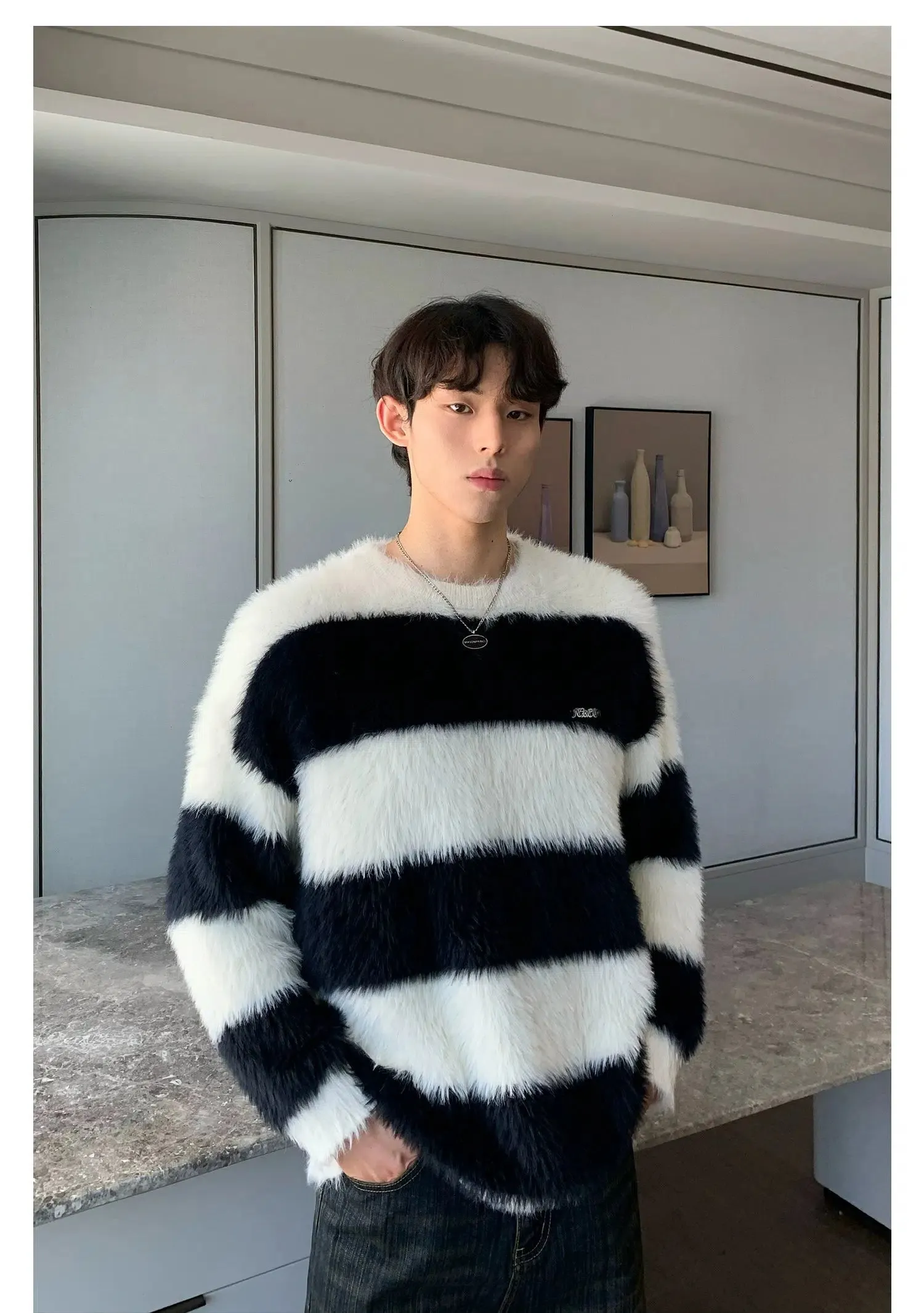 Maxct Striped Contrast Color Sweater
