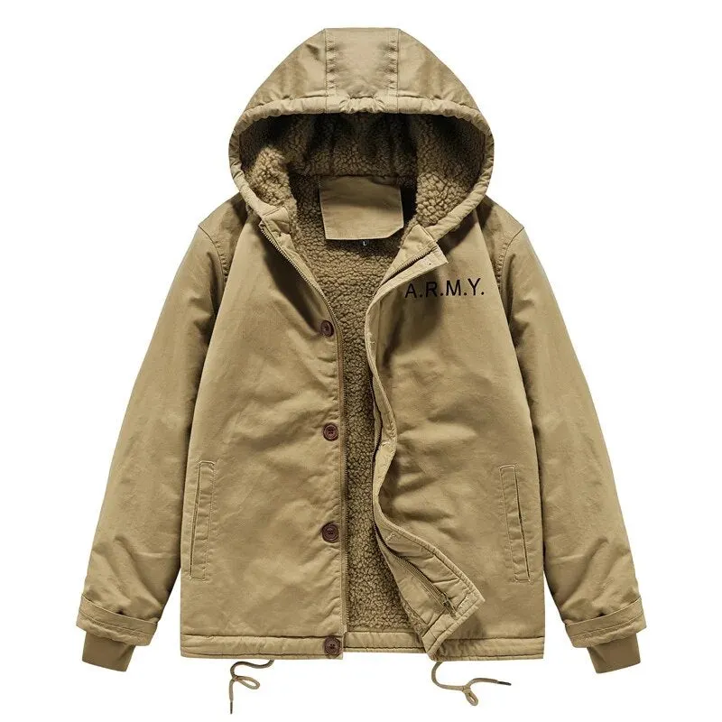 Maxct &Men's Fleece & Cashmere Lined ARMY Bomber Jacket