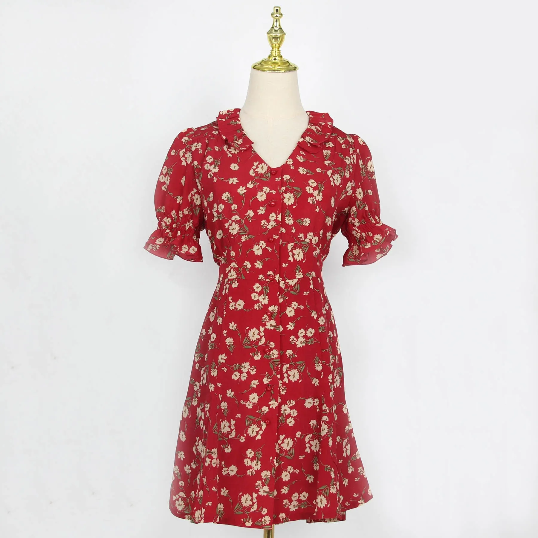 Floral Blossom Puff Sleeve Dress Maxct