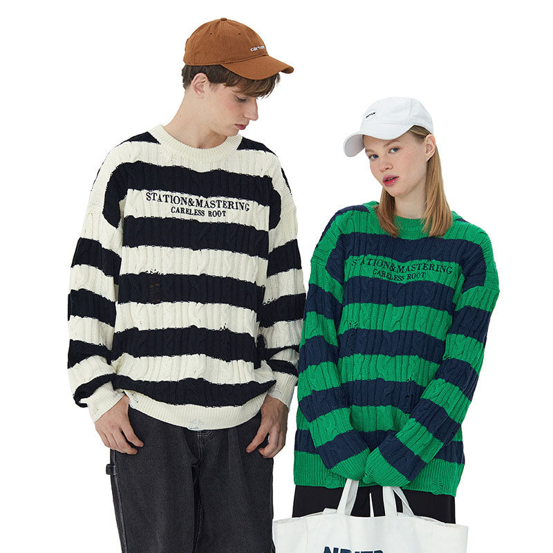 Maxct Chunky Striped Sweater Knit Top