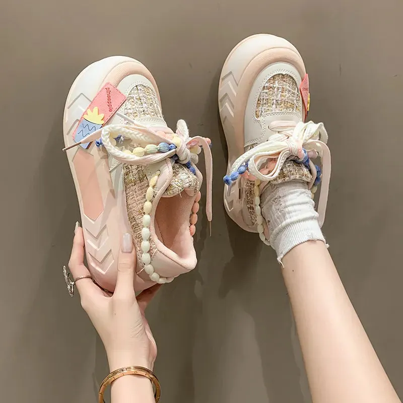 Cute Platform Round Toe Sneakers for Teens Maxct
