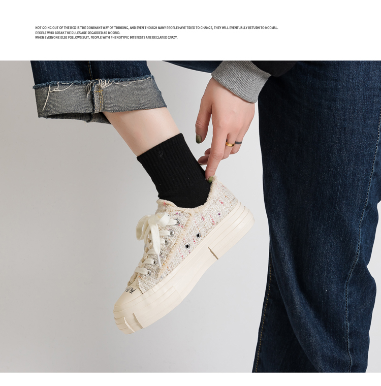 Cute Teen Girl's Low Top Canvas Sneakers Thick Sole - true deals club