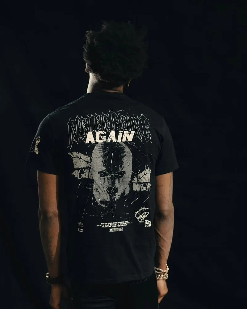 Maxct European and American trendy brand new clothing printed oversized T-shirt men Y2K high street hip-hop loose casual short-sleeved