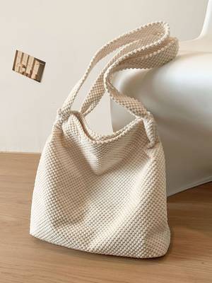Flower Print Crochet Shopper Bag - Women Tote Bags