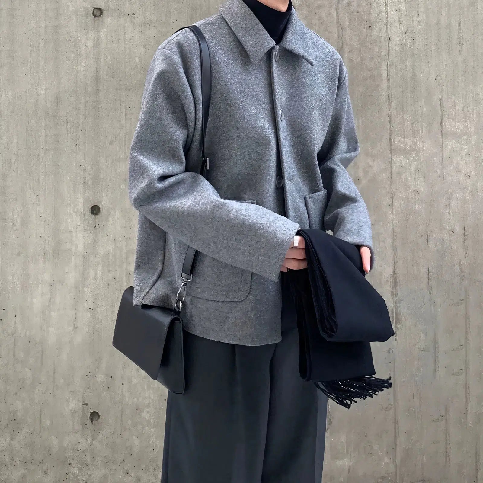 Maxct Lapel Wool Jacket with Pockets