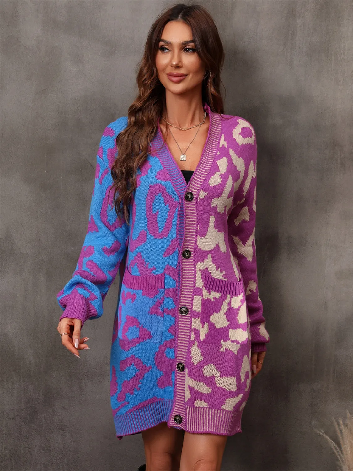 Maxct &Leopard Button Down Longline Cardigan