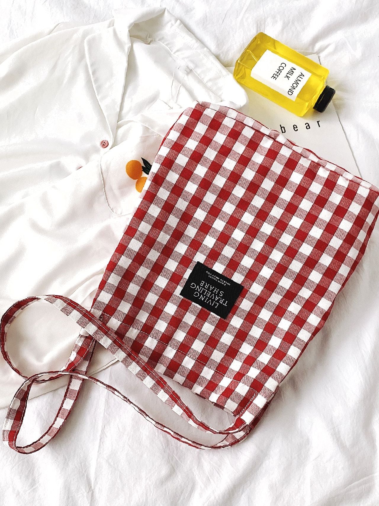 Maxct - Letter Patch Gingham Shopper Bag  - Women Tote Bags