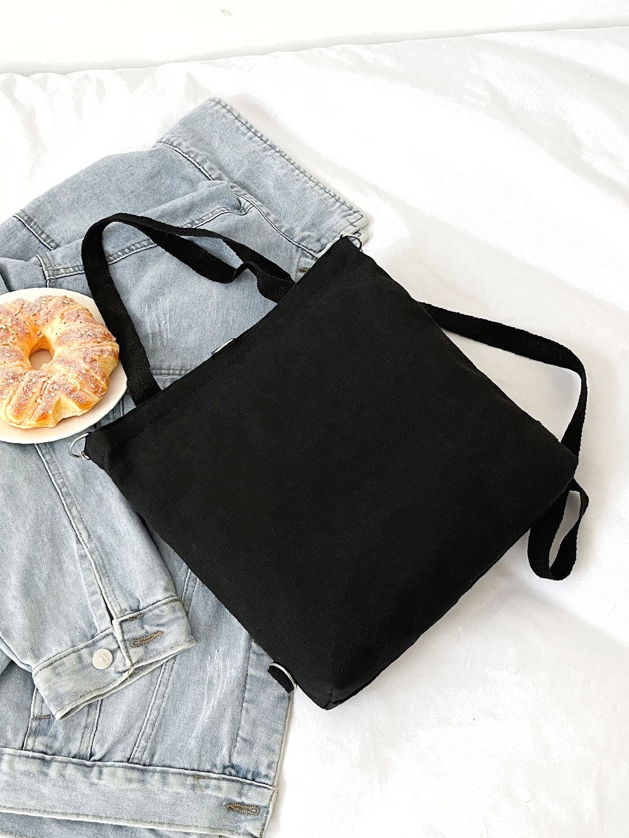 Maxct - Letter Graphic Shopper Bag with Bag Charm  - Women Tote Bags