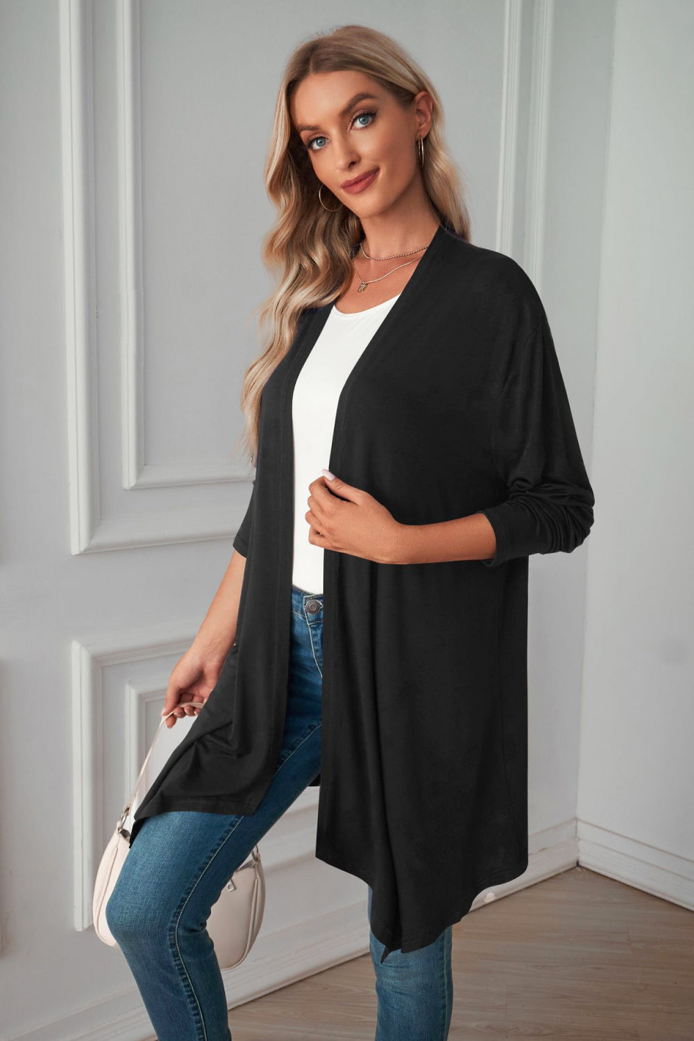Maxct &Open Front Long Sleeve Cardigan