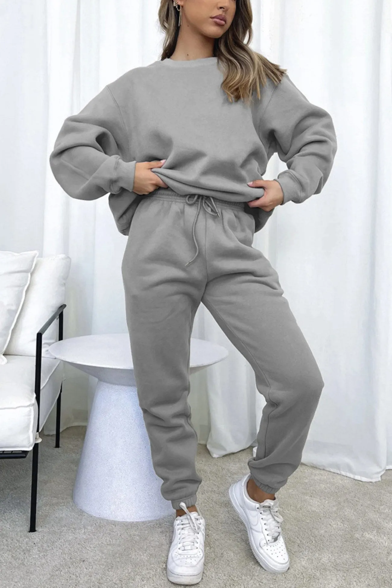 Maxct Solid Sweatshirt Pants Set