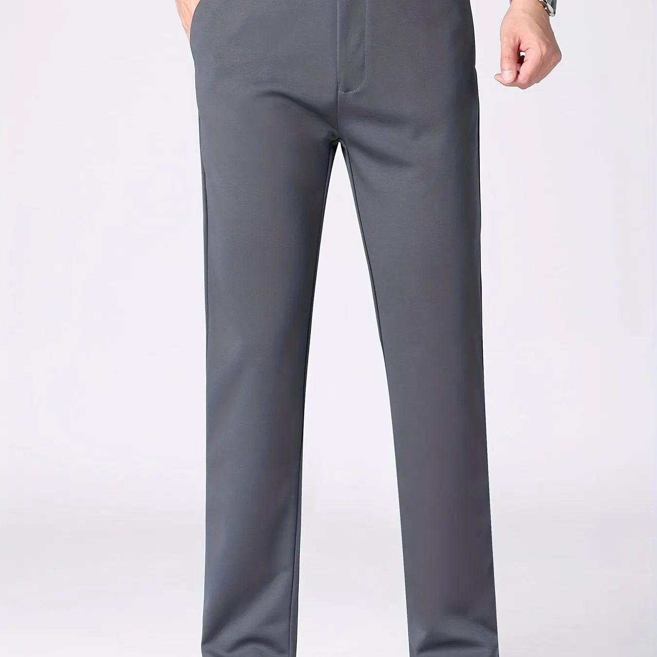 Maxct  Classic Design Dress Pants, Men's Casual Solid Color Slightly Stretch Dress Pants For Spring Summer Business