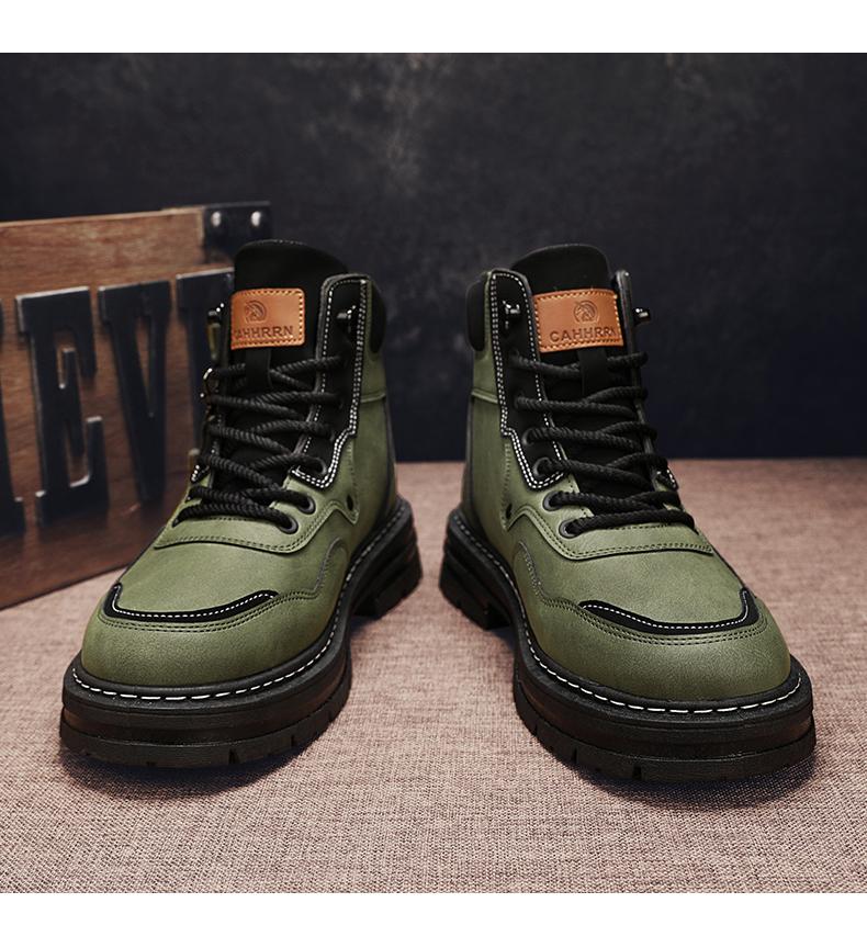 Platform Leather Men's Martin Boots - true deals club