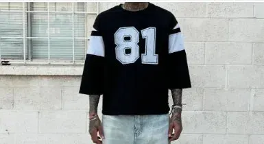 Maxct Y2K Retro American Casual Hip-hop Splicing Clothing Vintage Aesthetic Gothic Fashion Sports High Street Jersey T-shirt Man