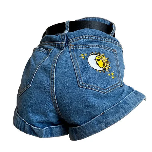 Sun & Moon Embroidered Shorts Maxct