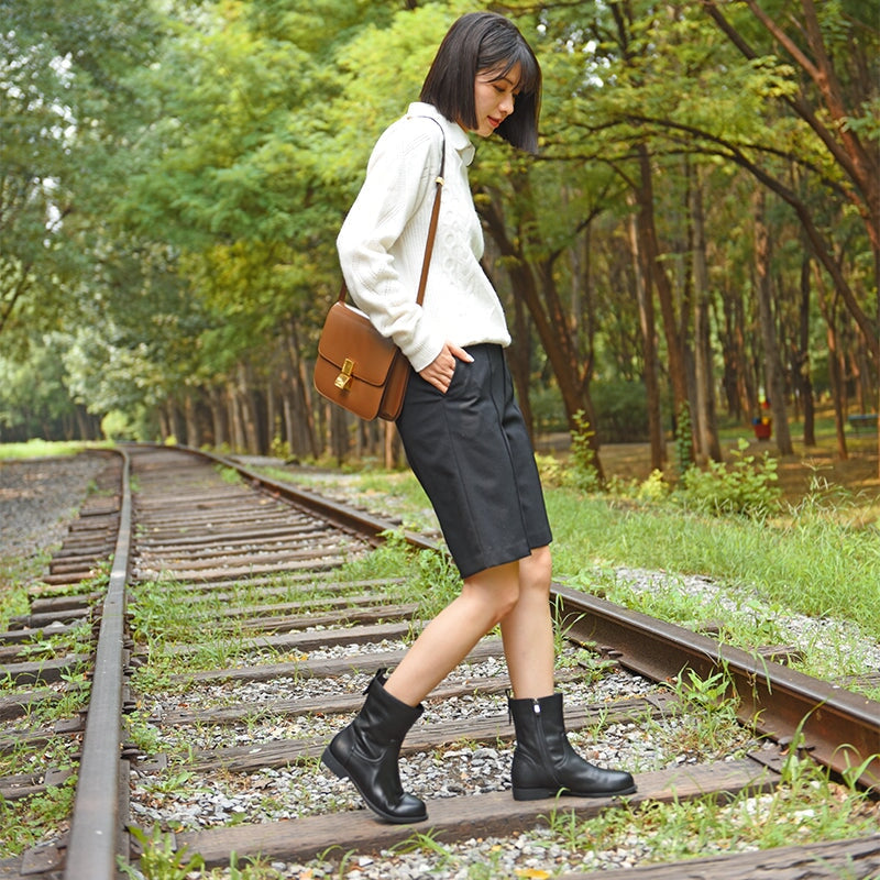 Wide Fit Side Zip Mid Calf Boots For Winter Designer Shoes Maxct