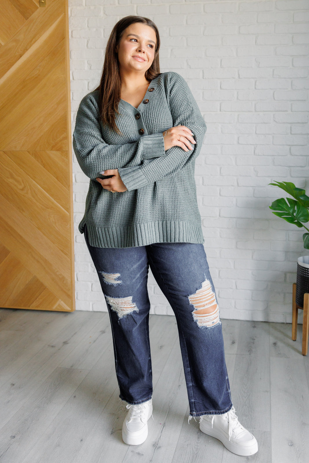 Maxct &Lakeside View Drop Shoulder Sweater in Sage