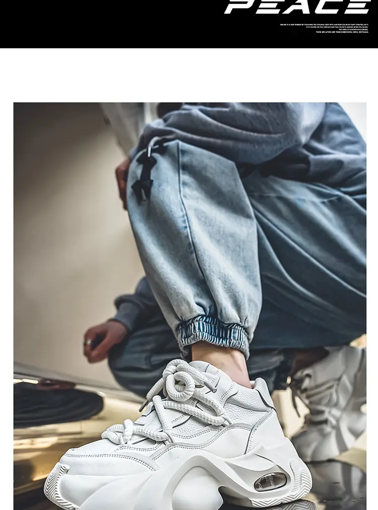 Microfiber Leather Upper Increased Platform Stylish Sneakers