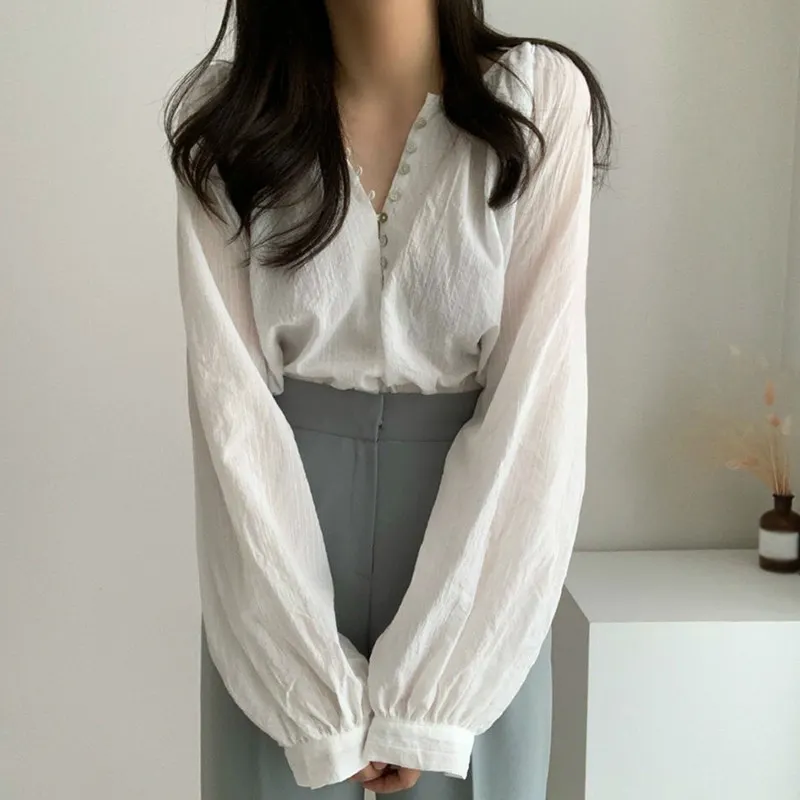 Maxct Summer Elegant Vintage Office Lady Fashionable Korean FashionWomen's Blouses Wild Shirts Tops