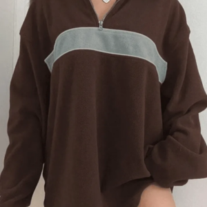 Maxct Fleece Patchwork Half Zip Sweatshirt