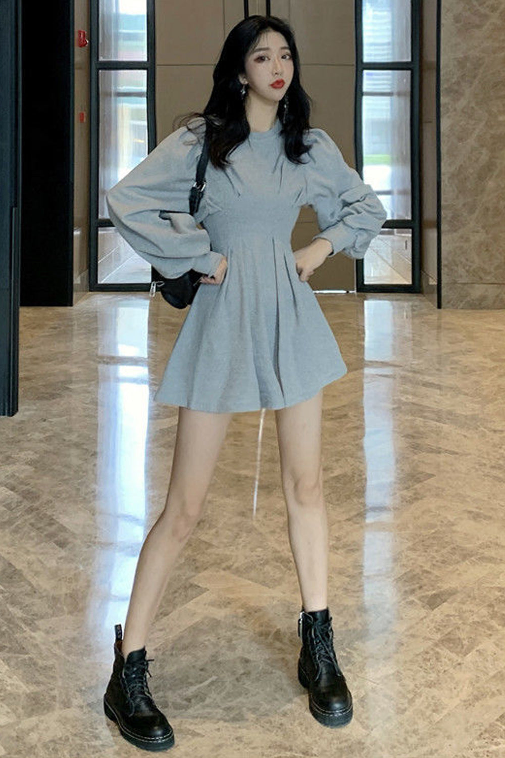 Long Sleeve Abdomen Casual Dress Maxct
