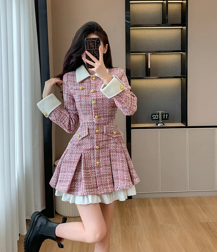 Flirty Plaid Tweed Mini Dress Maxct