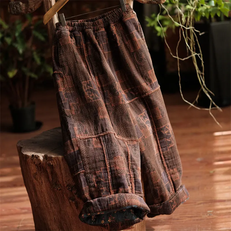 Maxct Women Winter Cotton Loose Quilted Casual Pants