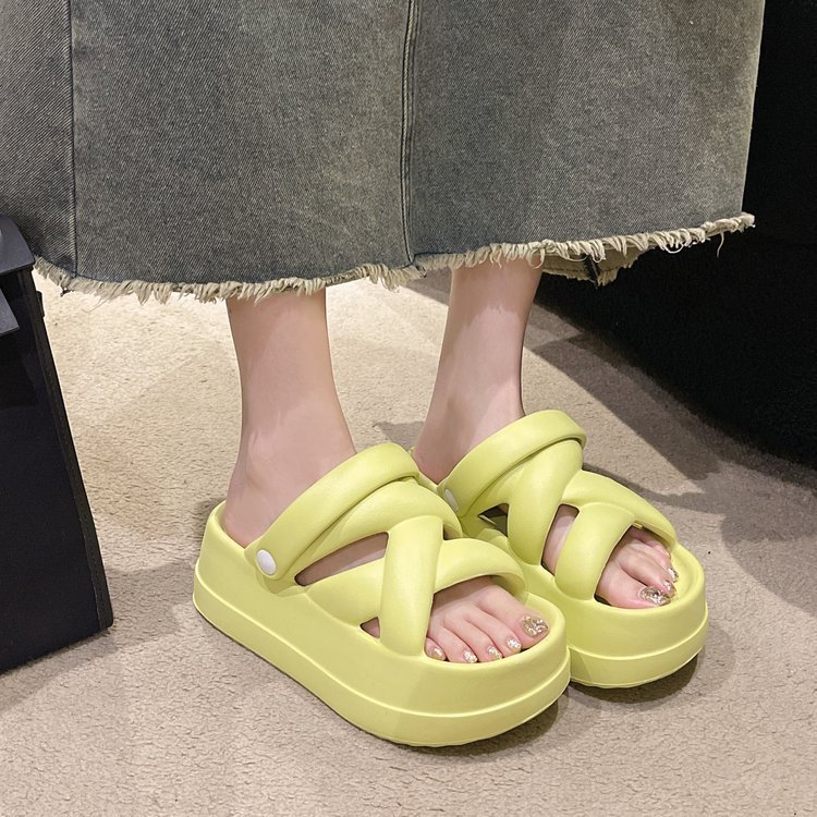 Summer Thick Sole Slide Sandals: Heightened with Crossover for Women - true deals club