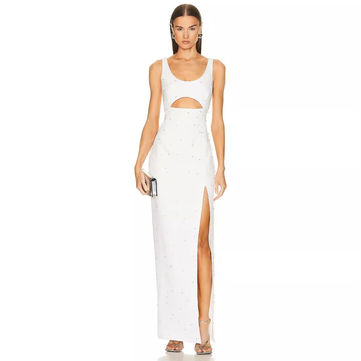 Maxct Women's Summer Foreign Trade High Quality Diamond Bandage Dress Women's High-end French Evening Dress