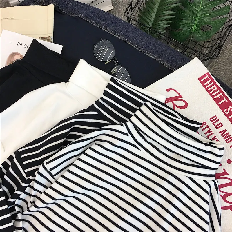 Maxct Long Sleeve T-shirts Women Striped Tshirts All-match Loose Basic Tops Leisure Korean Style Mujer Fashion Clothing Ins